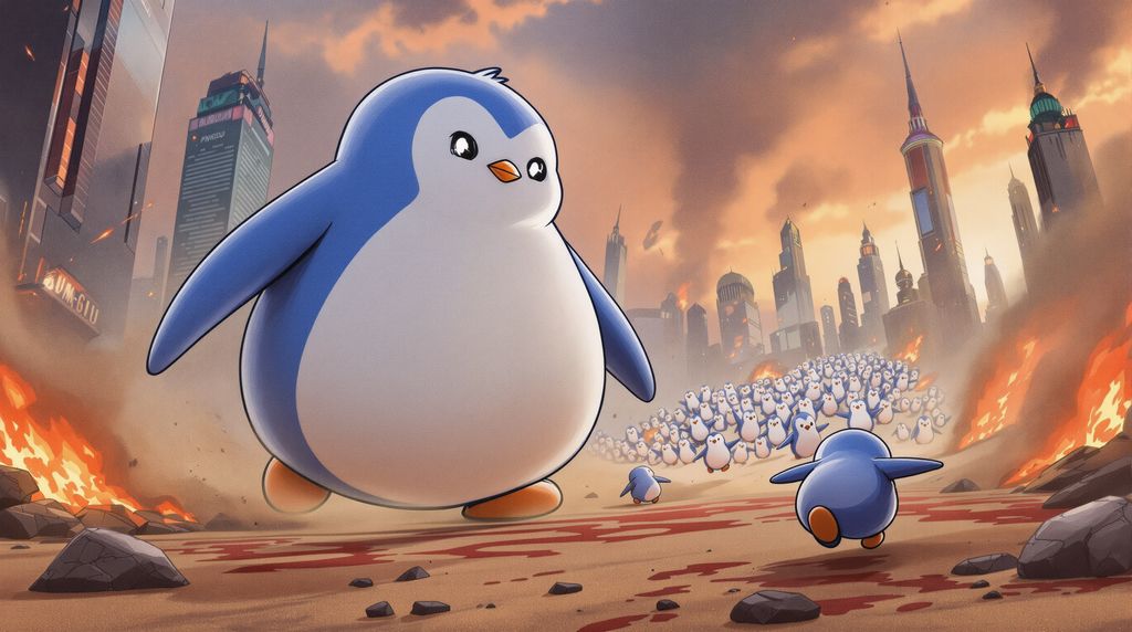 huge penguins taking over dubai. extreme hyperviolence
