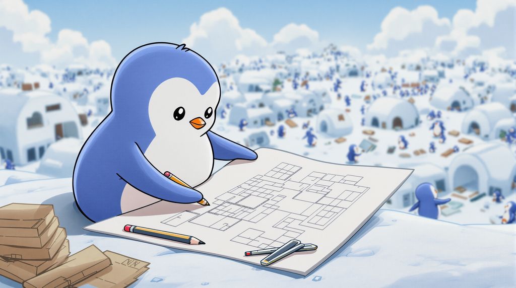 penguin architect drawing plans