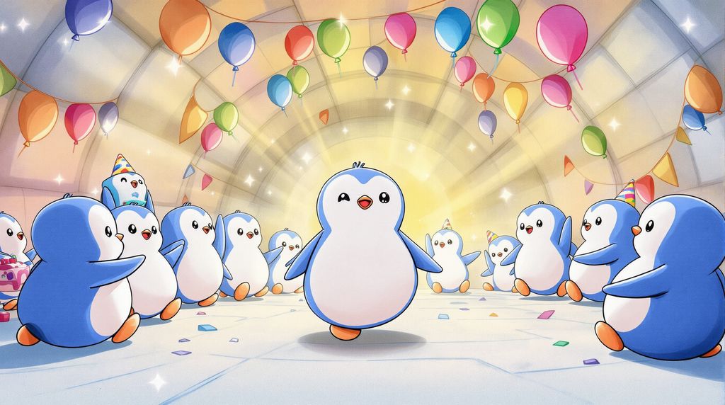 pudgy penguins having a home party